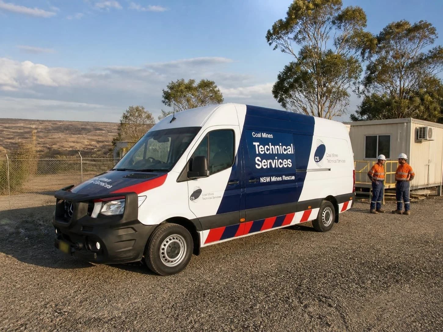 Gas testing van in operator livery on a work site